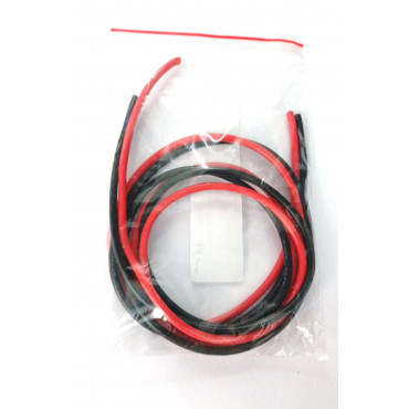 PAR FIO CABO DE COBRE REVESTIDO COM SILICONE 14AWG 3,5 MM VERMELHO E PRETO 2 METROS FLYERMOD FLM X800-016 2M